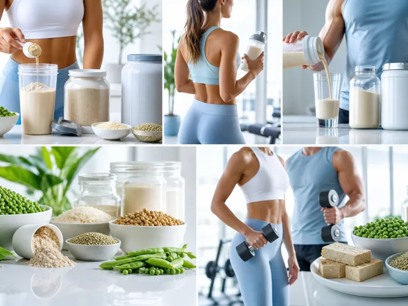 Vegan protein: pea, rice, soy and hemp at a glance