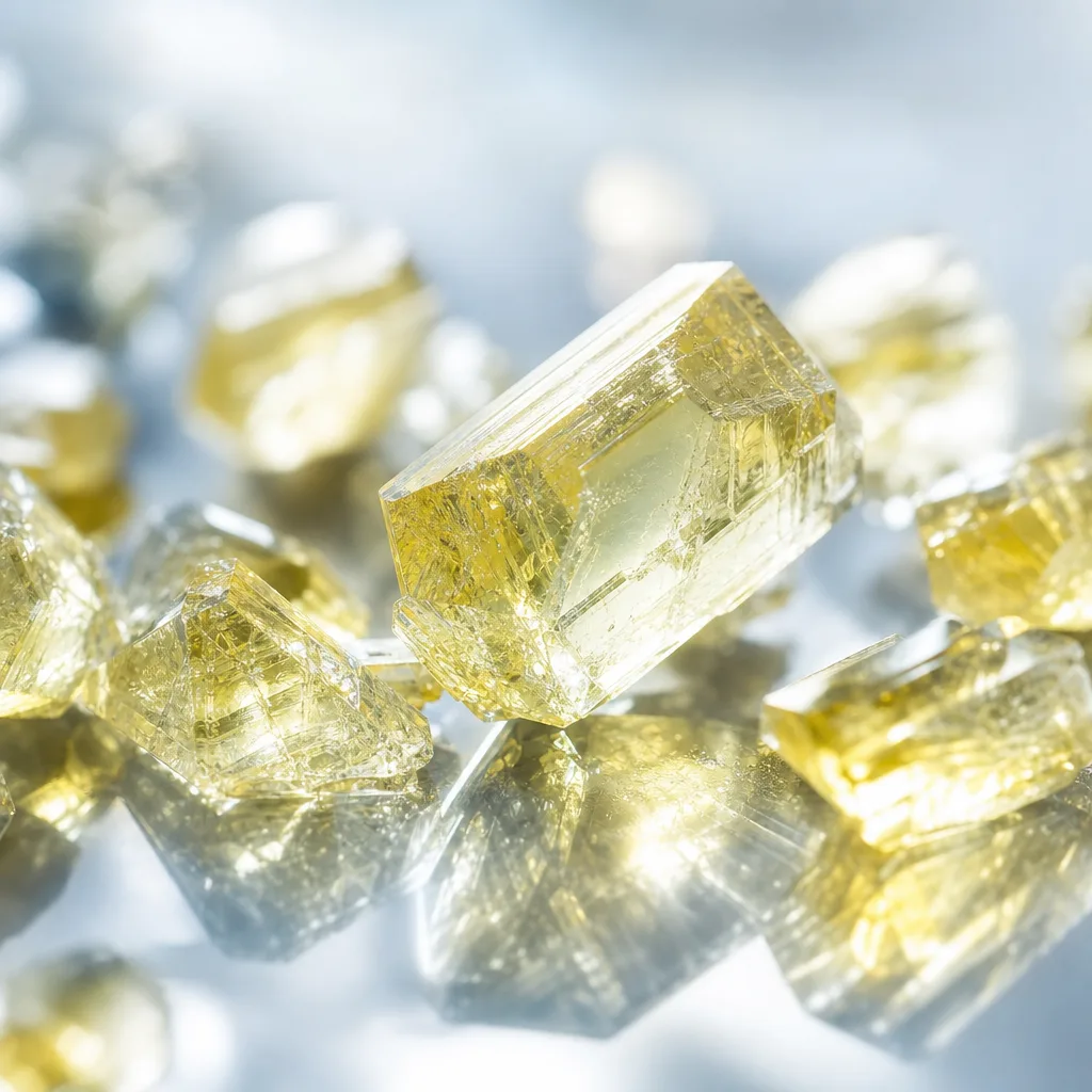 sulfur containing amino acid crystals under macro lens with dramatic lighting